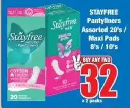 Boxer Stayfree Pantyliners Assorted/ Maxi Pads offer