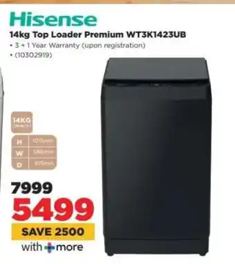 HiFi Corp Hisense 14kg Top Loader Premium WT3K1423UB offer