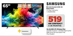 HiFi Corp Samsung 65-inch Crystal UHD 4K-65DU7000 offer