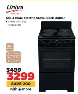 HiFi Corp Univa 58L 4 Plate Electric Stove Black U405-1 offer