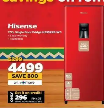 HiFi Corp Hisense 177L Single Door Fridge H235RRE-WD offer