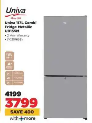 HiFi Corp Univa 117L Combi Fridge Metallic UB155M offer