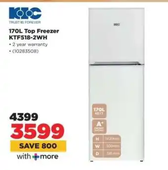 HiFi Corp 170L Top Freezer KTF518-2WH offer