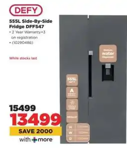 HiFi Corp DEFY 555L Side-By-Side Fridge DFF547 offer