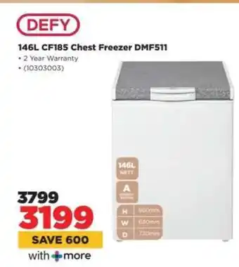 HiFi Corp DEFY 146L CF185 Chest Freezer DMF511 offer