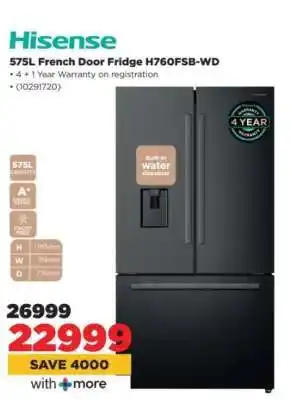 HiFi Corp Hisense 575L French Door Fridge H760FSB-WD offer