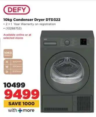 HiFi Corp DEFY 10kg Condenser Dryer DTD322 offer