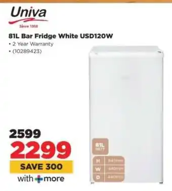 HiFi Corp Univa 81L Bar Fridge White USD120W offer