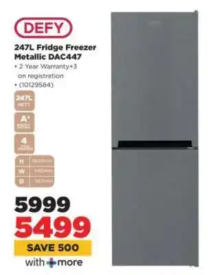 HiFi Corp DEFY 247L Fridge Freezer Metallic DAC447 offer