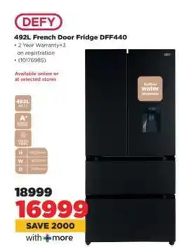 HiFi Corp DEFY 492L French Door Fridge DFF440 offer