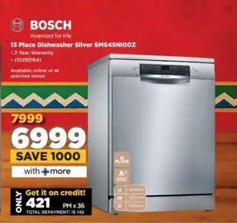HiFi Corp Bosch 13 Place Dishwasher Silver SMS45NI00Z offer