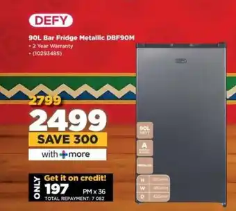 HiFi Corp DEFY 90L Bar Fridge Metallic DBF90M offer