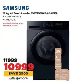 HiFi Corp Samsung 11 kg AI Front Loader WW11CGC04DABFA offer