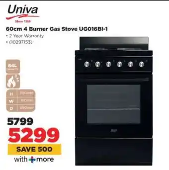 HiFi Corp Univa 60cm 4 Burner Gas Stove UGO16BI-1 offer