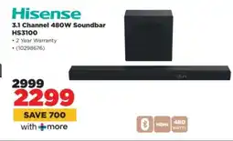 HiFi Corp Hisense 3.1 Channel 480W Soundbar HS3100 offer