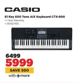 HiFi Corp CASIO 61 Key 600 Tone AIX Keyboard CTX-800 offer