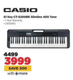 HiFi Corp Casio 61 Key CT-S200BK Slimline 400 Tone offer