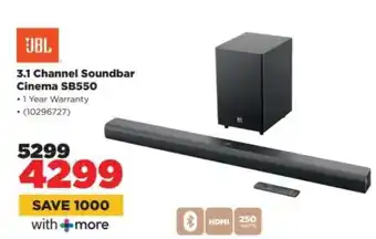 HiFi Corp JBL 3.1 Channel Soundbar Cinema SB550 offer