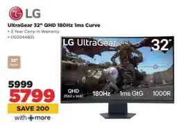 HiFi Corp LG UltraGear 32” QHD 180Hz 1ms Curve offer