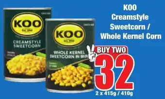 Boxer Superstores KOO Creamstyle Sweetcorn/ Whole Kernel Corn offer