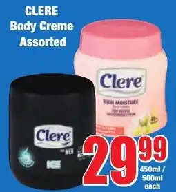 Boxer Superstores CLERE Body Creme Assorted offer