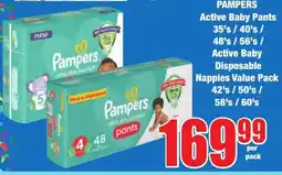 Boxer Superstores PAMPERS Active Baby Pants/ Active Baby Disposable Nappies Value Pack offer
