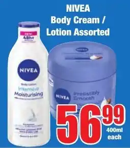 Boxer Superstores NIVEA Body Cream/ Lotion Assorted offer