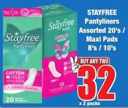 Boxer Superstores Stayfree Pantyliners Assorted/ Maxi Pads offer
