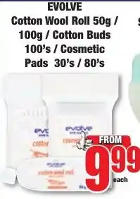 Boxer Superstores EVOLVE Cotton Wool Roll/ Cotton Buds/ Cosmetic Pads offer