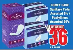 Boxer Superstores COMFY CARE Sanitary Pads Assorted/ Pantyliners Assorted offer
