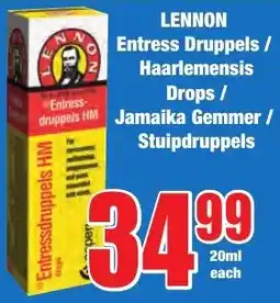 Boxer Superstores LENNON Entress Druppels/ Haarlemensis Drops/ Jamaika Gemmer/ Stuipdruppels offer