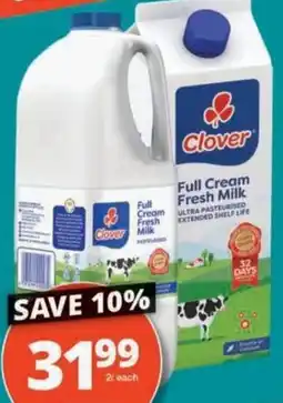 Checkers Hyper Clover Full Cream/ 2% Low Fat Fresh/Ultra Pasteurised Milk offer