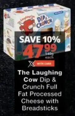Checkers Hyper The Laughing Cow Dip & Crunch Full Fat Processed Cheese with Breadsticks offer