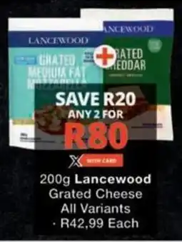 Checkers Hyper Lancewood Grated Cheese All Variants offer