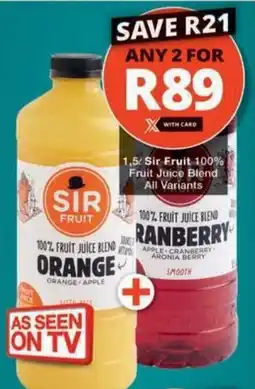 Checkers Hyper Sir Fruit 100% Fruit Juice Blend All Variants offer