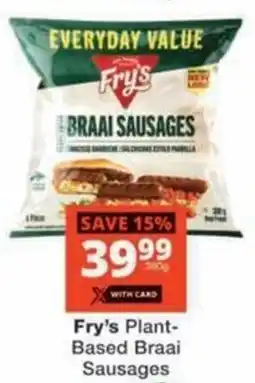 Checkers Hyper Fry's Plant-Based Braai Sausages offer