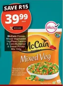 Checkers Hyper McCain Frozen Mixed Vegetables/ Peas, Carrots & Corn/Butternut & Sweet Potato Mix offer