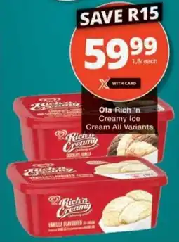 Checkers Hyper Ola Rich 'n Creamy Ice Cream All Variants offer