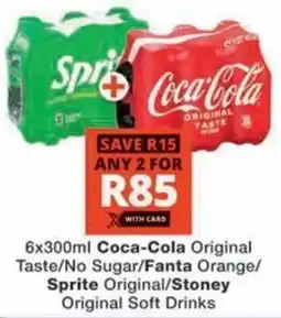Checkers Hyper Coca-Cola Original Taste/ No Sugar/ Fanta Orange/ Sprite Original/ Stoney Original Soft Drinks offer