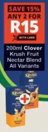 Checkers Hyper Clover Krush Fruit Nectar Blend All Variants offer