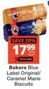 Checkers Hyper Bakers Blue Label Original/ Caramel Marie Biscuits offer