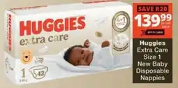 Checkers Hyper Huggies Extra Care Size 1 New Baby Disposable Nappies offer