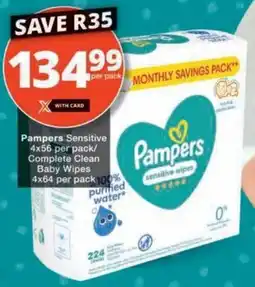 Checkers Hyper Pampers Sensitive/ Complete Clean Baby Wipes offer