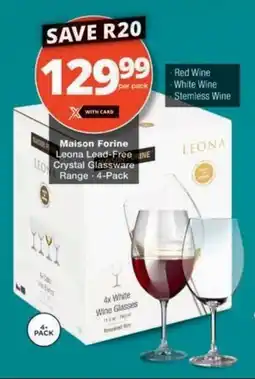 Checkers Hyper Maison Forine Leona Lead-Free Crystal Glassware Range offer