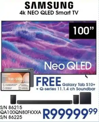 Hirsch's SAMSUNG 100" 4k NEO QLED Smart TV offer