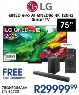 Hirsch's LG 75" QNED evo AI QNED86 4K 120Hz Smart TV offer