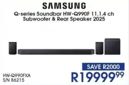 Hirsch's SAMSUNG Q-series Soundbar HW-Q990F 11.1.4 ch Subwoofer & Rear Speaker 2025 offer