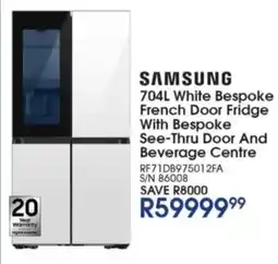 Hirsch's SAMSUNG White Bespoke French Door Fridge With Bespoke See-Thru Door And Beverage Centre offer