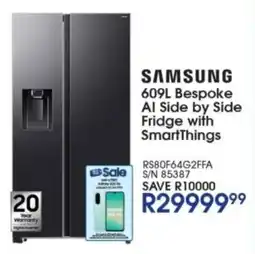 Hirsch's SAMSUNG Bespoke AI Side by Side Fridge with SmartThings offer
