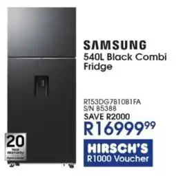 Hirsch's SAMSUNG Black Combi Fridge offer